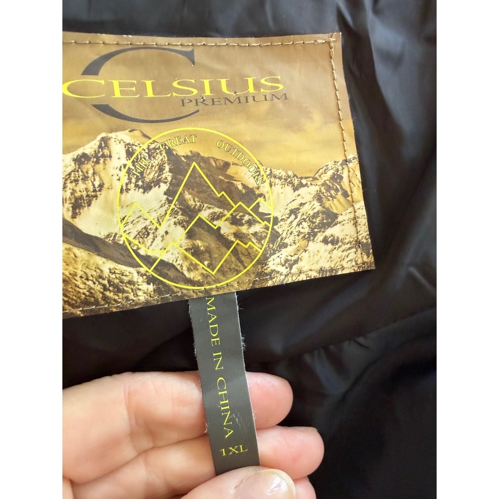 Celsius Womens Black Puffer Parka Faux Fur Hood Double Zip Jacket 1XL NEW nwt - Picture 7 of 15